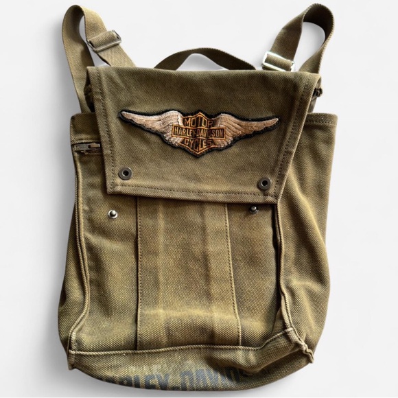 Harley-Davidson Handbags - Harley-Davidson Olive Green Canvas Backpack